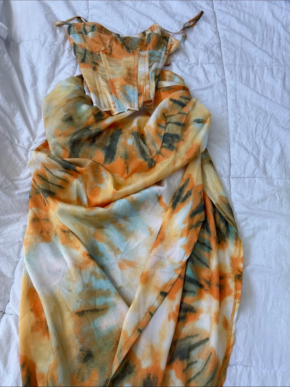 Yellow Orange Floral Midi Dress pretty little thing - Picture 6 of 6